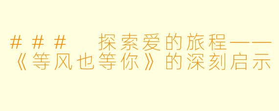 ### 探索爱的旅程——《等风也等你》的深刻启示
