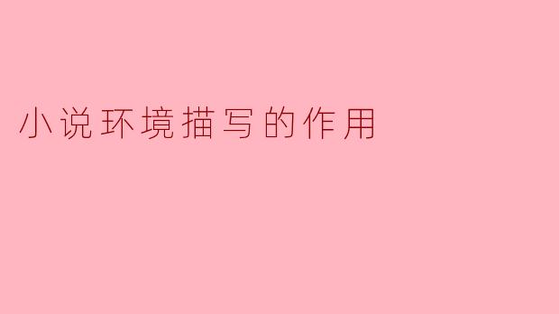### 小说环境描写的作用