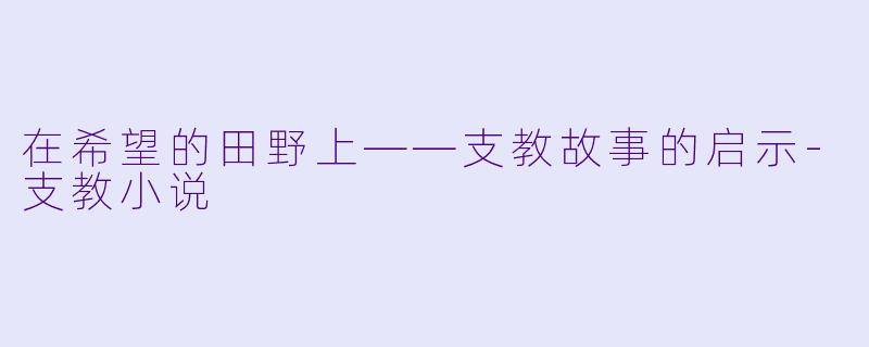 在希望的田野上——支教故事的启示