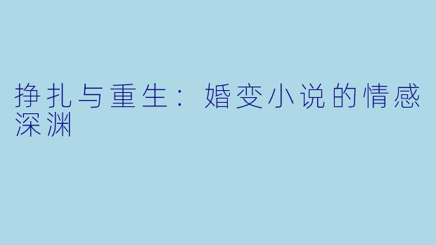 挣扎与重生：婚变小说的情感深渊