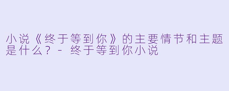 小说《终于等到你》的主要情节和主题是什么?