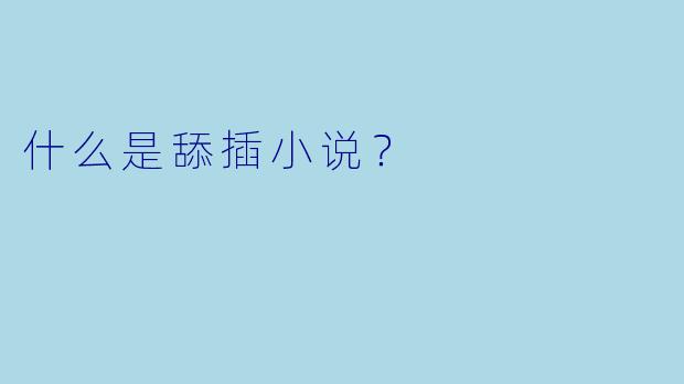 什么是舔插小说？