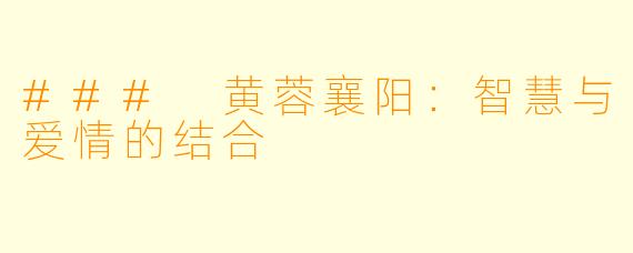 ### 黄蓉襄阳:智慧与爱情的结合