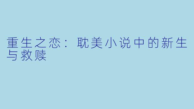 重生之恋:耽美小说中的新生与救赎