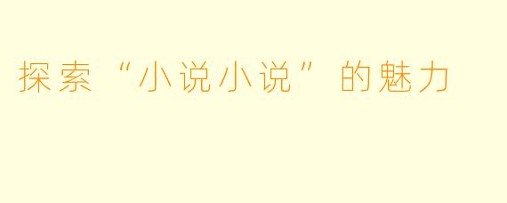 探索“小说小说”的魅力