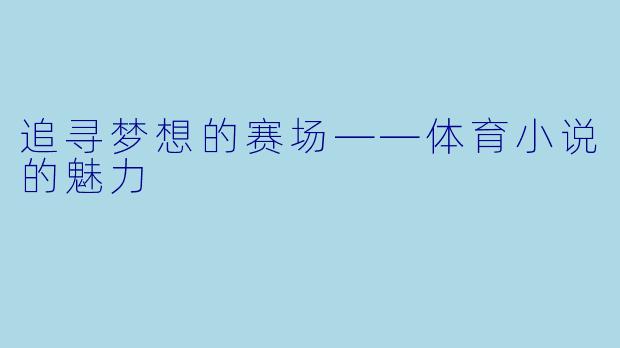 追寻梦想的赛场——体育小说的魅力