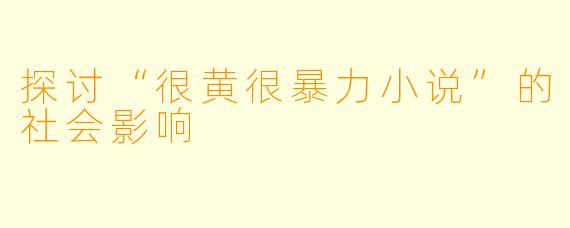 探讨“很黄很暴力小说”的社会影响