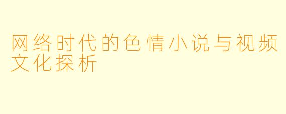 网络时代的色情小说与视频文化探析