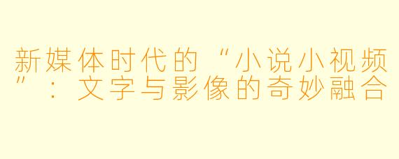 新媒体时代的“小说小视频”：文字与影像的奇妙融合