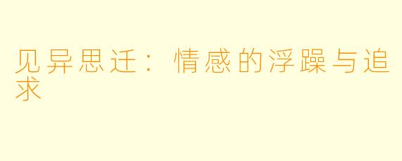 见异思迁：情感的浮躁与追求