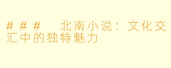### 北南小说：文化交汇中的独特魅力