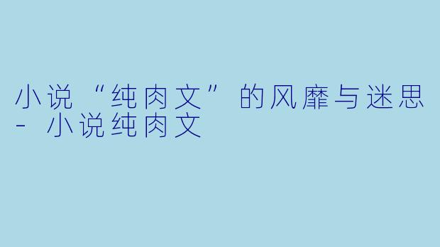小说“纯肉文”的风靡与迷思-小说纯肉文