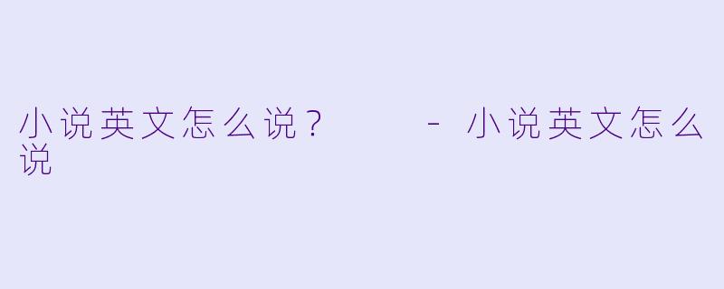 小说英文怎么说？  