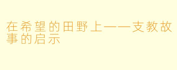 在希望的田野上——支教故事的启示