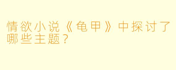 情欲小说《龟甲》中探讨了哪些主题？