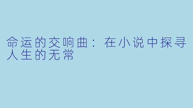 命运的交响曲：在小说中探寻人生的无常