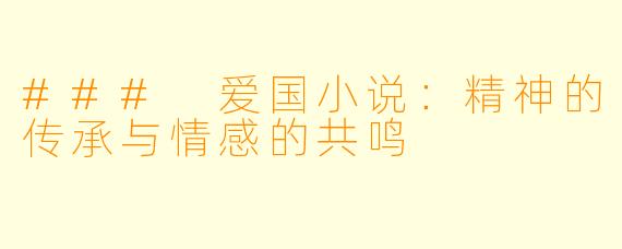 ### 爱国小说：精神的传承与情感的共鸣