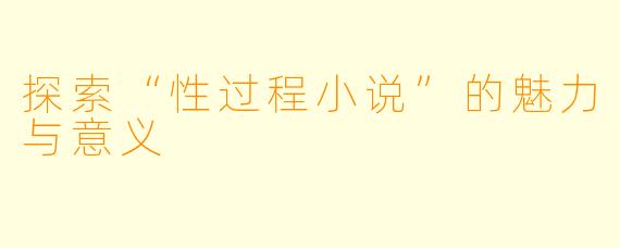 探索“性过程小说”的魅力与意义