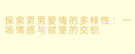 探索男男爱情的多样性：一场情感与欲望的交织