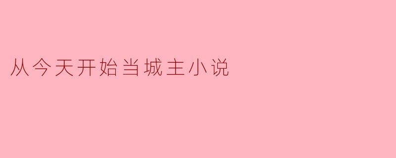 从今天开始当城主小说