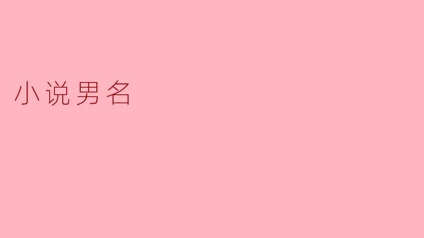 小说男名的魅力与内涵