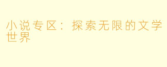 小说专区：探索无限的文学世界