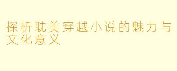 探析耽美穿越小说的魅力与文化意义