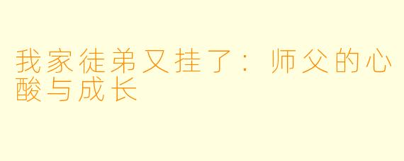 我家徒弟又挂了：师父的心酸与成长