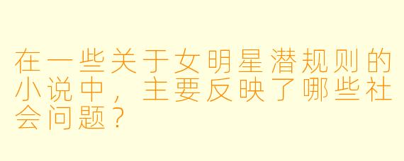 在一些关于女明星潜规则的小说中，主要反映了哪些社会问题？