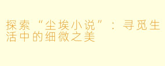 探索“尘埃小说”：寻觅生活中的细微之美