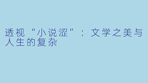 透视“小说涩”：文学之美与人生的复杂