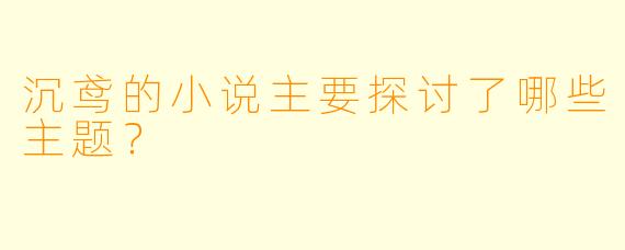 沉鸢的小说主要探讨了哪些主题？