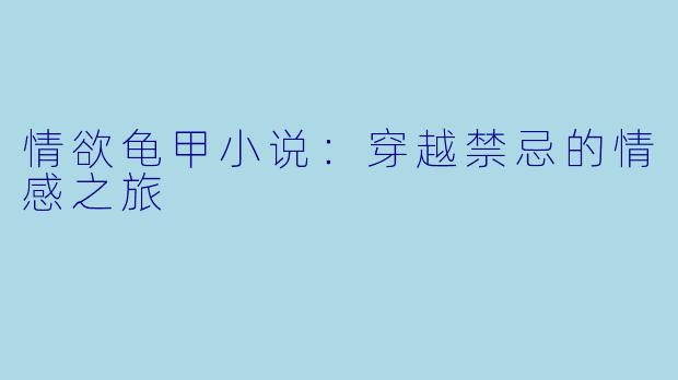 情欲龟甲小说：穿越禁忌的情感之旅