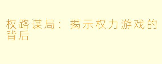 权路谋局：揭示权力游戏的背后