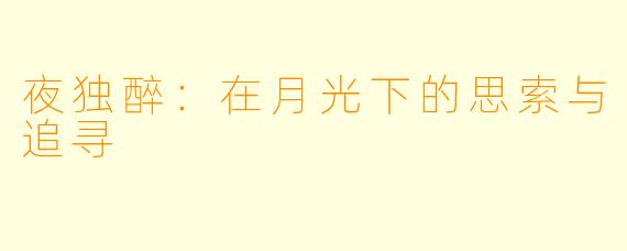 夜独醉：在月光下的思索与追寻