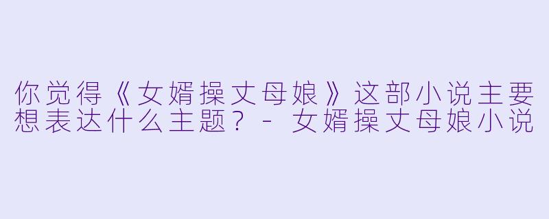 你觉得《女婿操丈母娘》这部小说主要想表达什么主题？