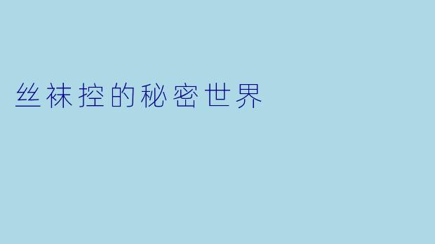 丝袜控的秘密世界
