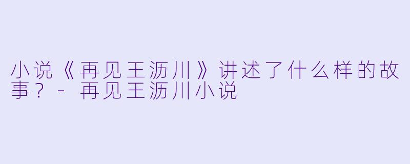 小说《再见王沥川》讲述了什么样的故事？-再见王沥川小说