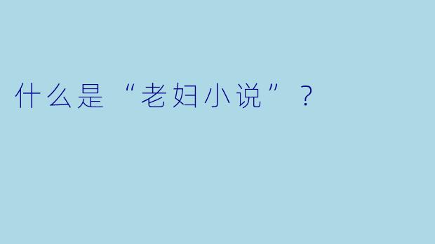 什么是“老妇小说”？  