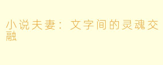 小说夫妻：文字间的灵魂交融