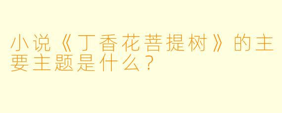 小说《丁香花菩提树》的主要主题是什么？