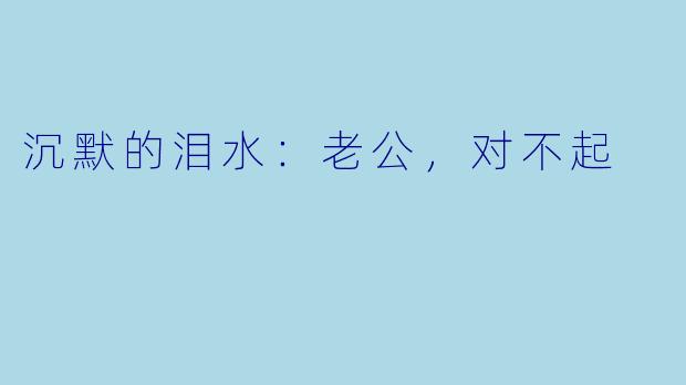 沉默的泪水：老公，对不起