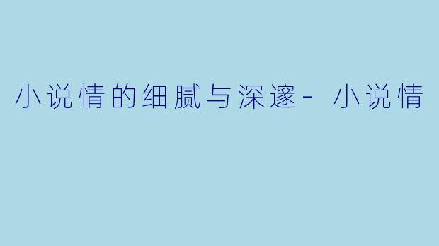 小说情的细腻与深邃-小说情