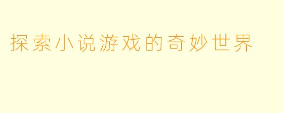 探索小说游戏的奇妙世界
