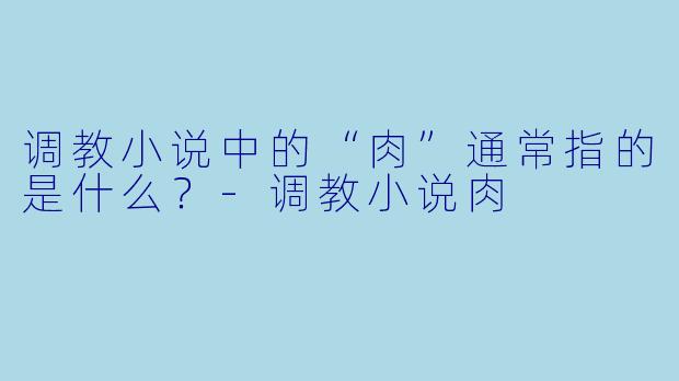 调教小说中的“肉”通常指的是什么？-调教小说肉