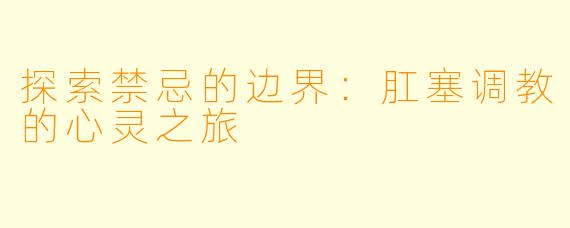 探索禁忌的边界：肛塞调教的心灵之旅