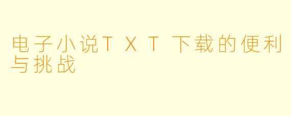 电子小说TXT下载的便利与挑战