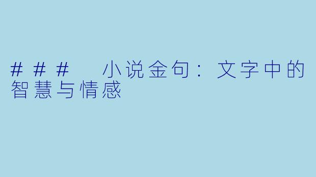 ### 小说金句：文字中的智慧与情感