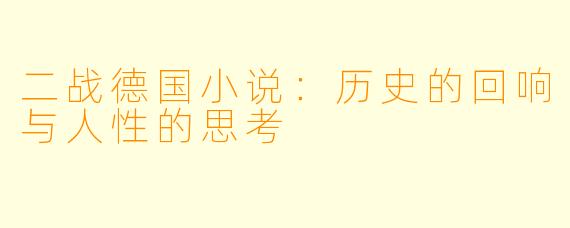 二战德国小说：历史的回响与人性的思考
