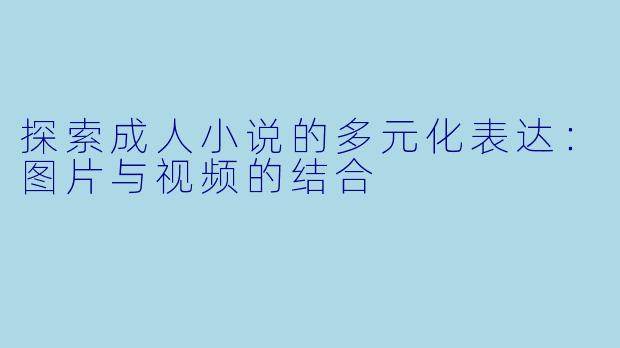 探索成人小说的多元化表达：图片与视频的结合